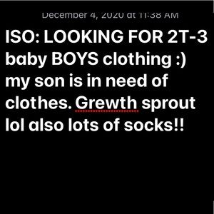 ISO: boys clothing